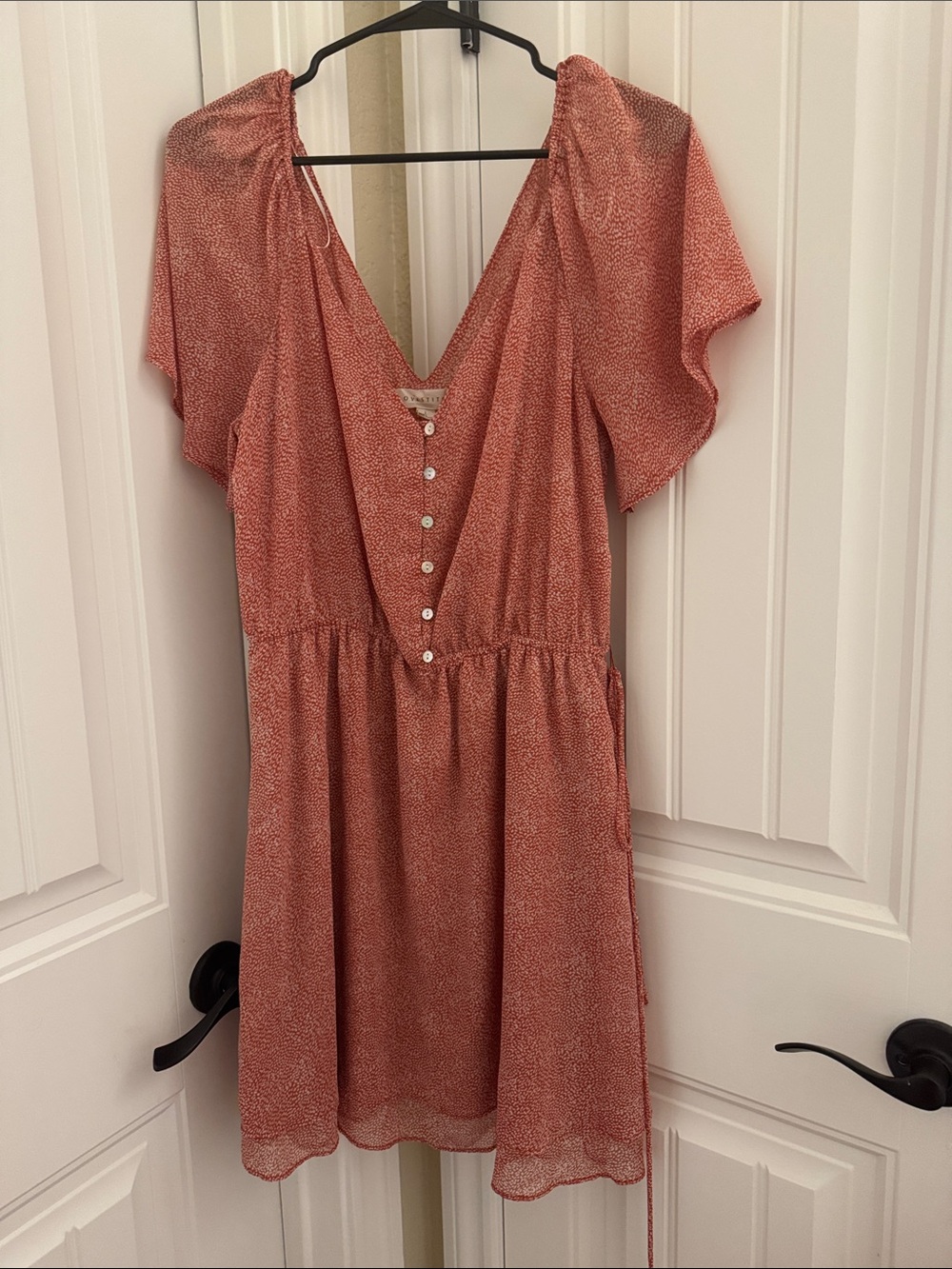 Women's Red Button-Front V-Neck Summer Dress